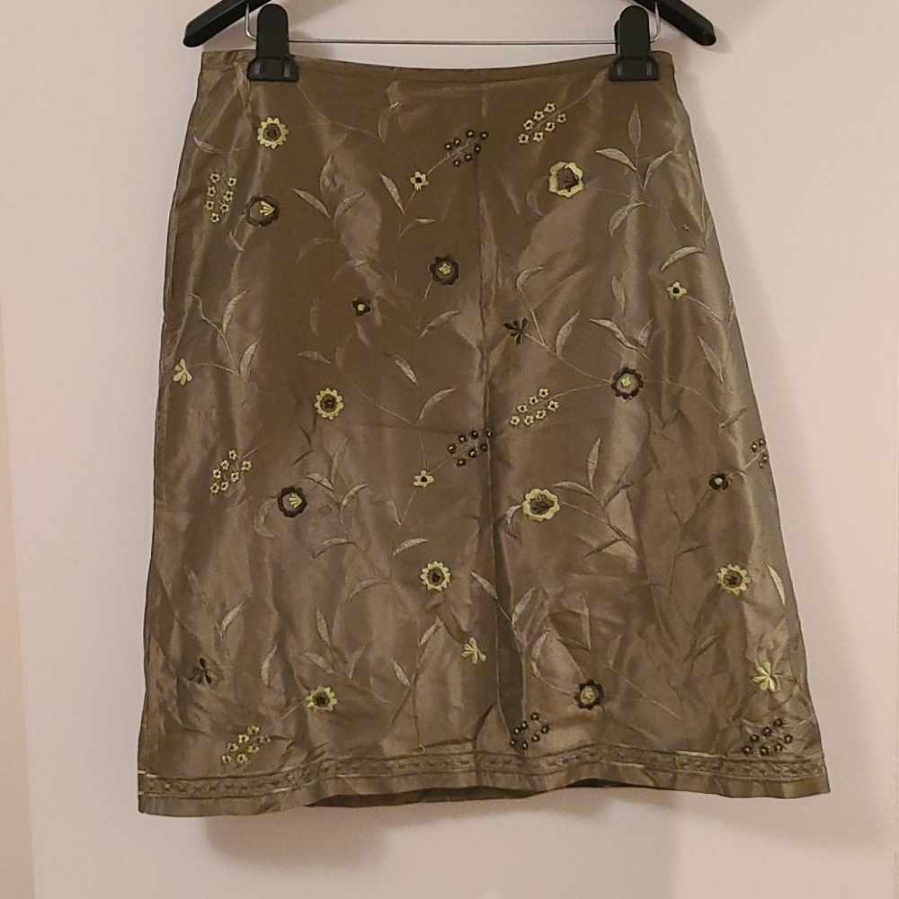 Olive Silk Skirt